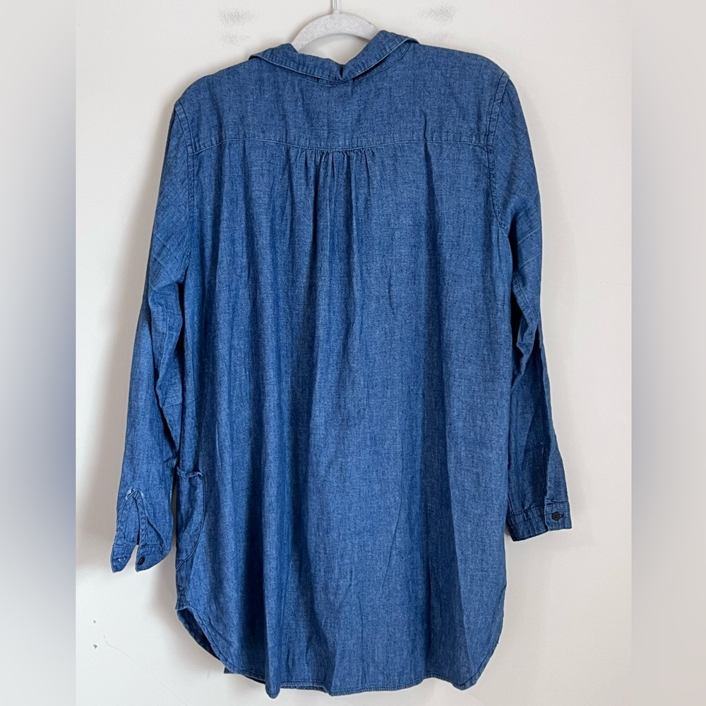 CP‎ Shades Indigo Cotton Twill Tunic Shirt Sz Medium - READ Pockets Lightweight - Picture 6 of 12